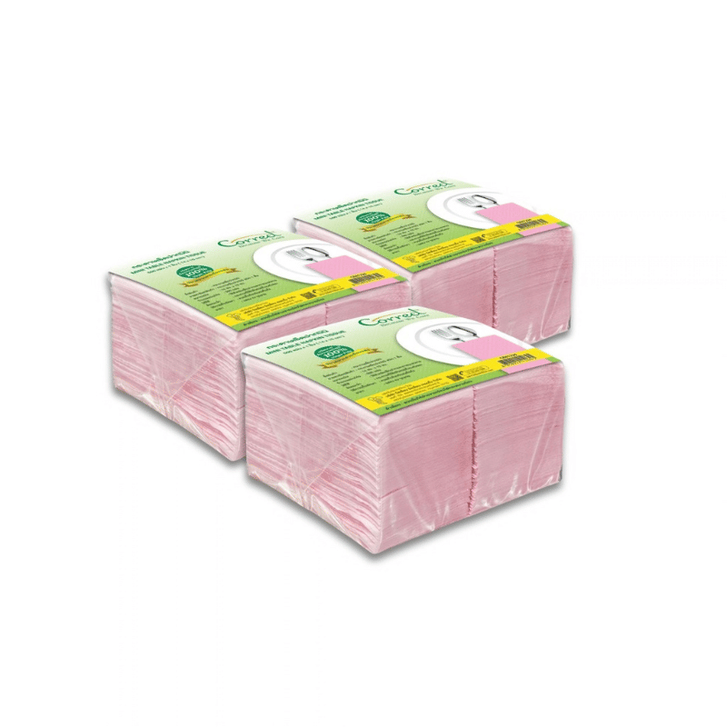 กระดาษเช็ดปาก CORRECT มินิเเน็ปกิ้น 500 แผ่น สีชมพู (ชุด 3 ชิ้น)_0